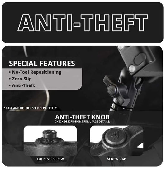 3.5" Long Dual Socket Arm with Anti-Theft Knob | DuraLock™ 20mm Metal Ball