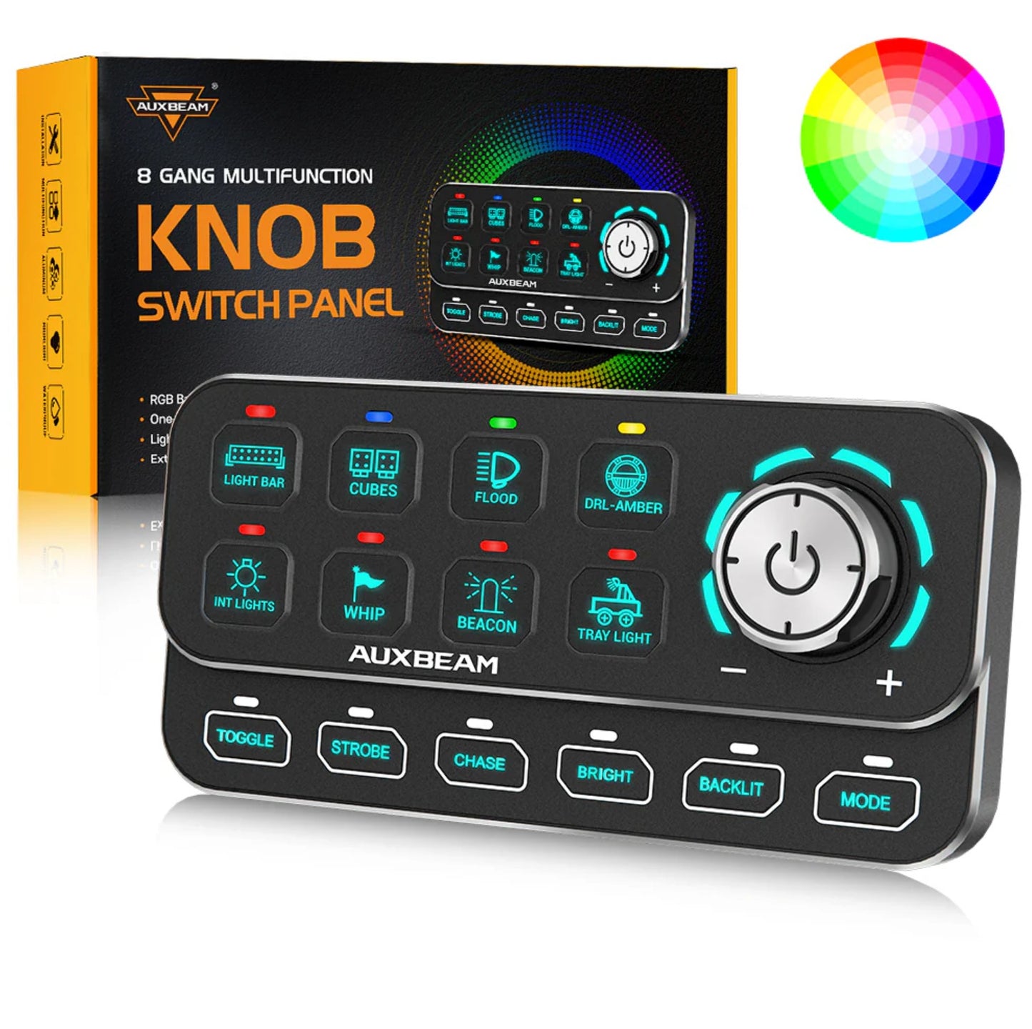 KS-80 Knob RGB Switch Panel MAX 120A ,Light Dimming, Dynamic Chase, Four External Triggers, 4 Modes