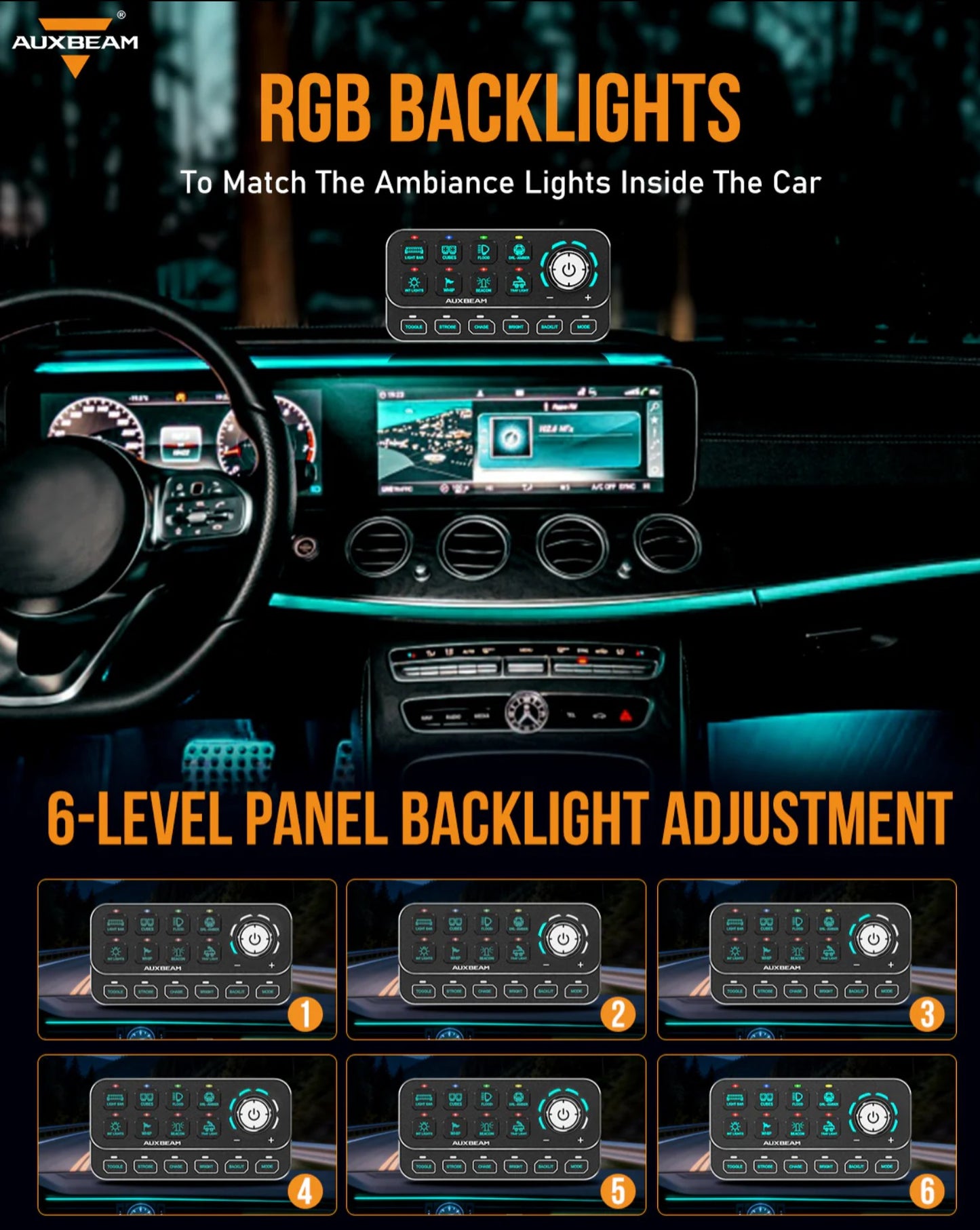KS-80 Knob RGB Switch Panel MAX 120A ,Light Dimming, Dynamic Chase, Four External Triggers, 4 Modes