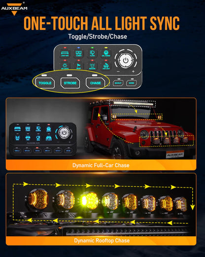 KS-80 Knob RGB Switch Panel MAX 120A ,Light Dimming, Dynamic Chase, Four External Triggers, 4 Modes