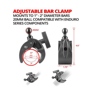 BAR CLAMP | QUICK RELEASE 1"-2" BARS | 20MM BALL
