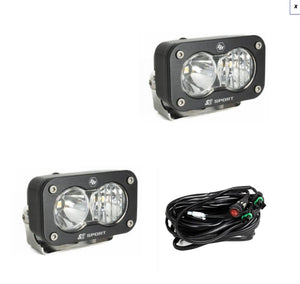 S2 Sport Black LED Auxiliary Light Pod Pair - Universal