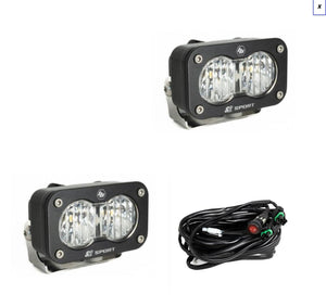 S2 Sport Black LED Auxiliary Light Pod Pair - Universal