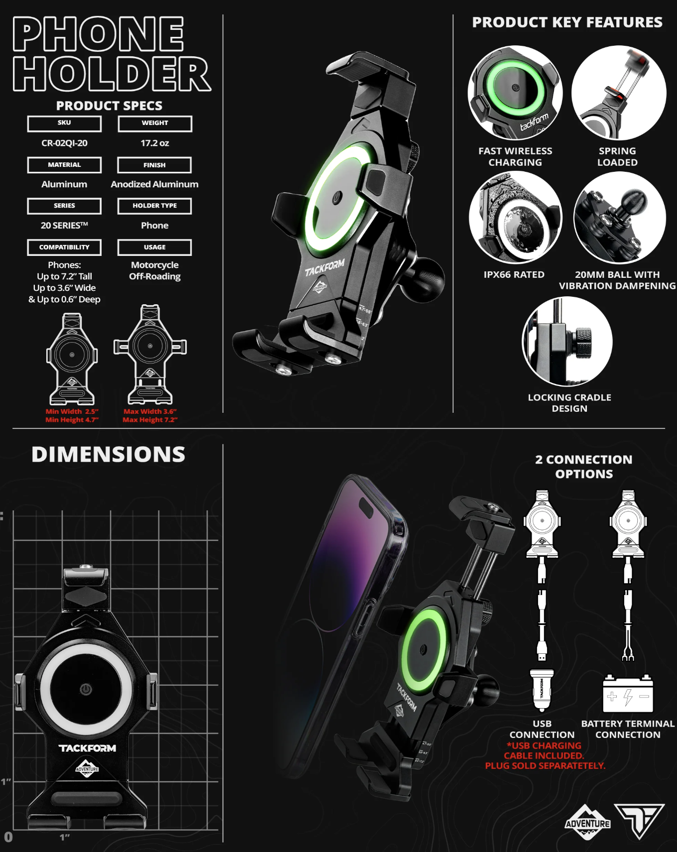 Tackform ™ Phone Mount Charging Base" Wireless Chargin