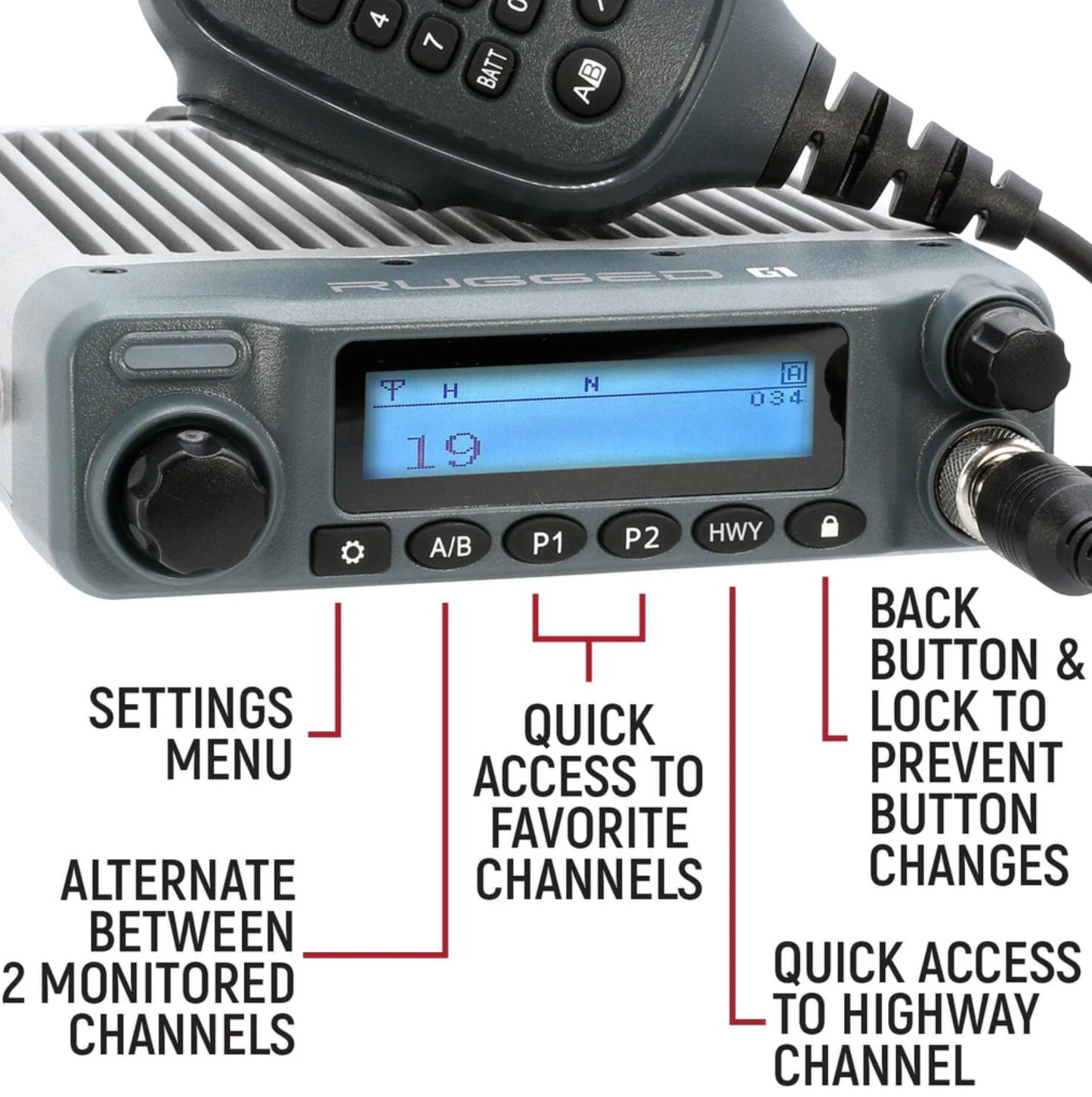 Radio Kit - Rugged G1 ADVENTURE SERIES Waterproof GMRS Mobile Radio with Antenna