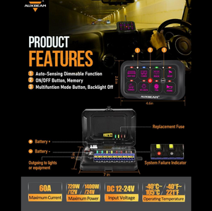 AR-800 RGB Switch Panel with APP, Toggle/ Momentary/ Pulsed Mode Supported(One-Sided Outlet)