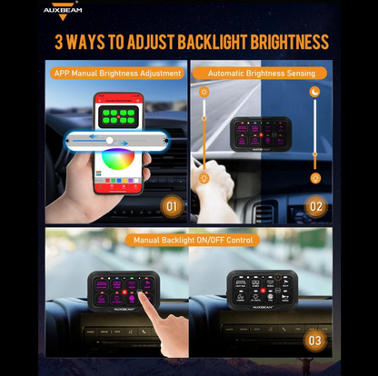 AR-800 RGB Switch Panel with APP, Toggle/ Momentary/ Pulsed Mode Supported(One-Sided Outlet)