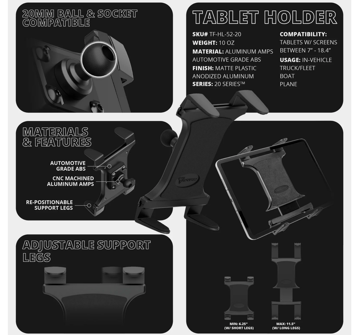 TRAXX™ - Slim Track Dash Bracket With Tablet Mount | 2019+ RAM 1500 (EXCLUDING Classic) & 2019+ RAM 2500/3500
