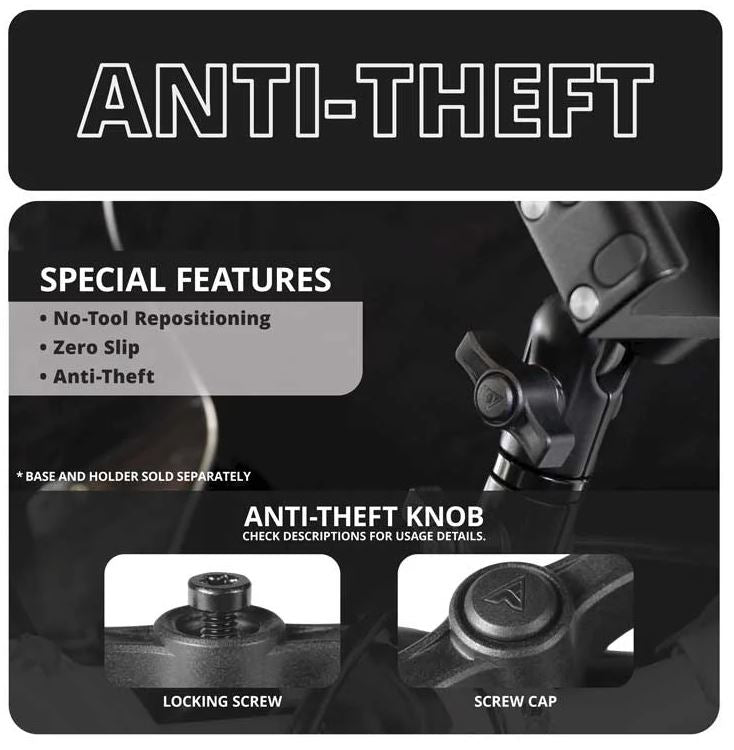 3.5" Long Dual Socket Arm with Anti-Theft Knob | DuraLock™ 20mm Metal Ball