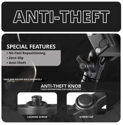 3.5" Long Dual Socket Arm with Anti-Theft Knob | DuraLock™ 20mm Metal Ball