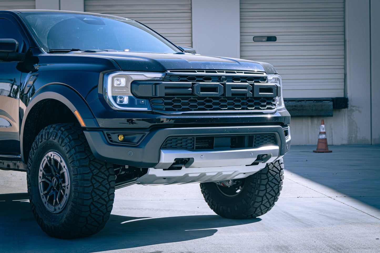 Ford Ranger Raptor S1 fog light kit with Baja Designs S1 lights mounted on front bumper