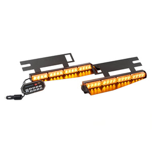 17 Inch Dual Visor Amber Strobe Light Bar 20 Flashing Patterns with Controller Switch Panel for Vehicles Trucks SUV ATV Car