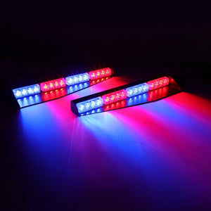 17 Inch Dual Visor Blue&Red Strobe Light Bar 20 Flashing Patterns with Controller Switch Panel for Vehicles Trucks SUV ATV Car