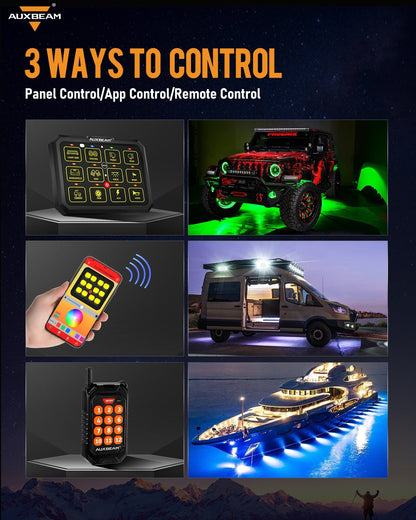 AC-1200 RGB Switch Panel with APP&Remote Control, Toggle/ Momentary/ Pulsed Mode Supported(One-Sided Outlet)