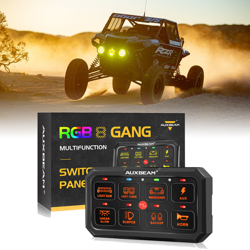 RA80 XL RGB 8 Gang Switch Panel for UTV ATV Side by Sides, Toggle/ Momentary/ Pulsed Modes, Off Road Lights Controller