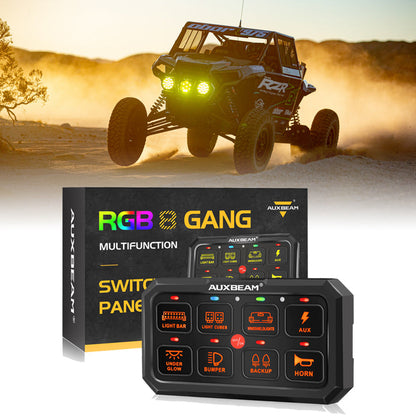 RA80 XL RGB 8 Gang Switch Panel for UTV ATV Side by Sides, Toggle/ Momentary/ Pulsed Modes, Off Road Lights Controller