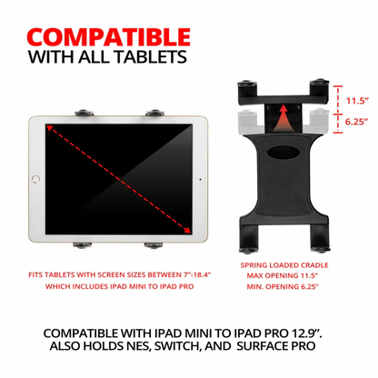 Tackform Tablet Mount | 3.5" Arm | Diamond Pattern Base