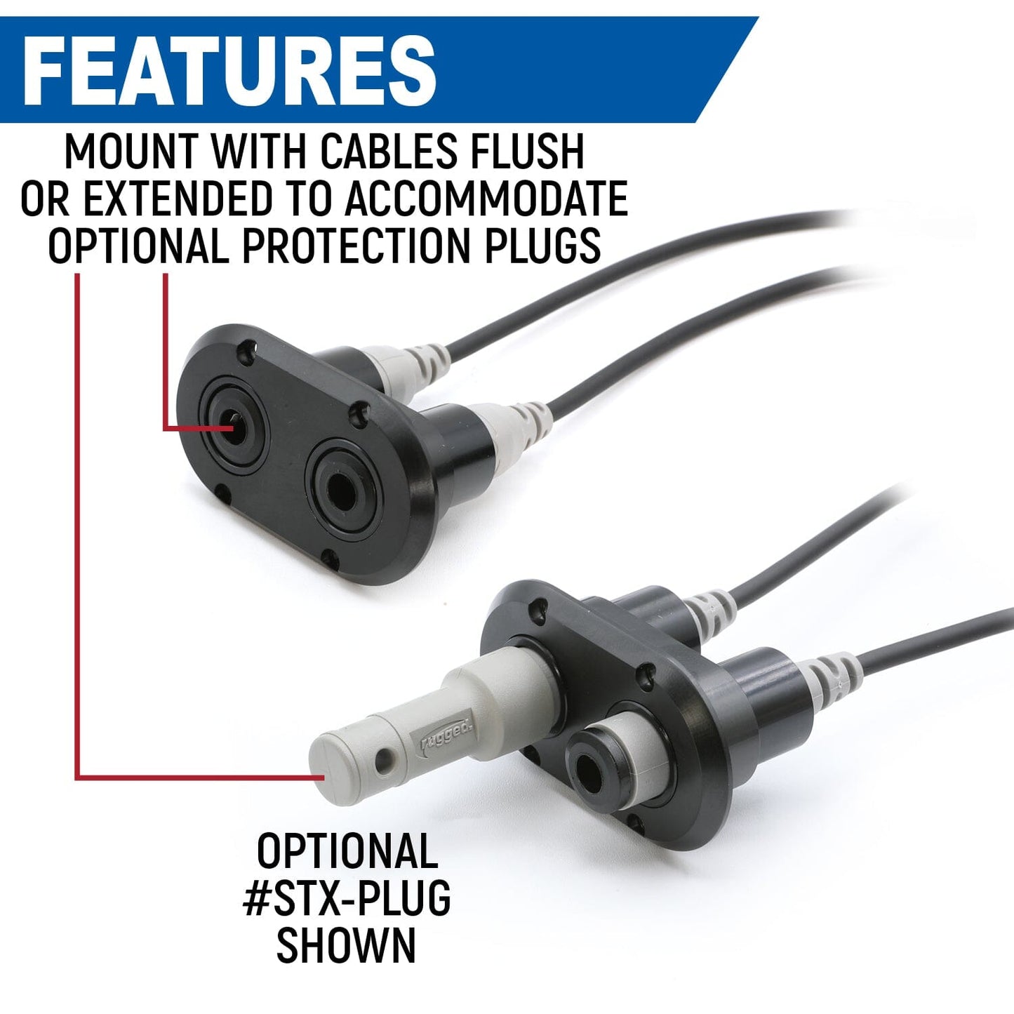 Dual Headset / Helmet STX STEREO Jack Flush Mount